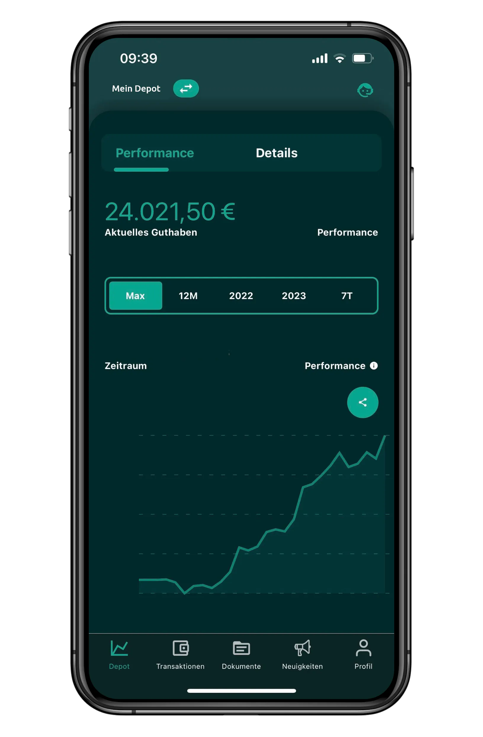 Ein Smartphone auf dem die Smavesto-App läuft